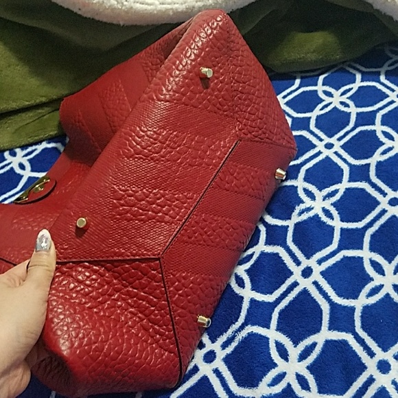 Burberry tote red in like new condition - Picture 6 of 7